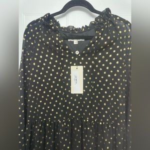 Black & Gold Dot Louane Dress NWT